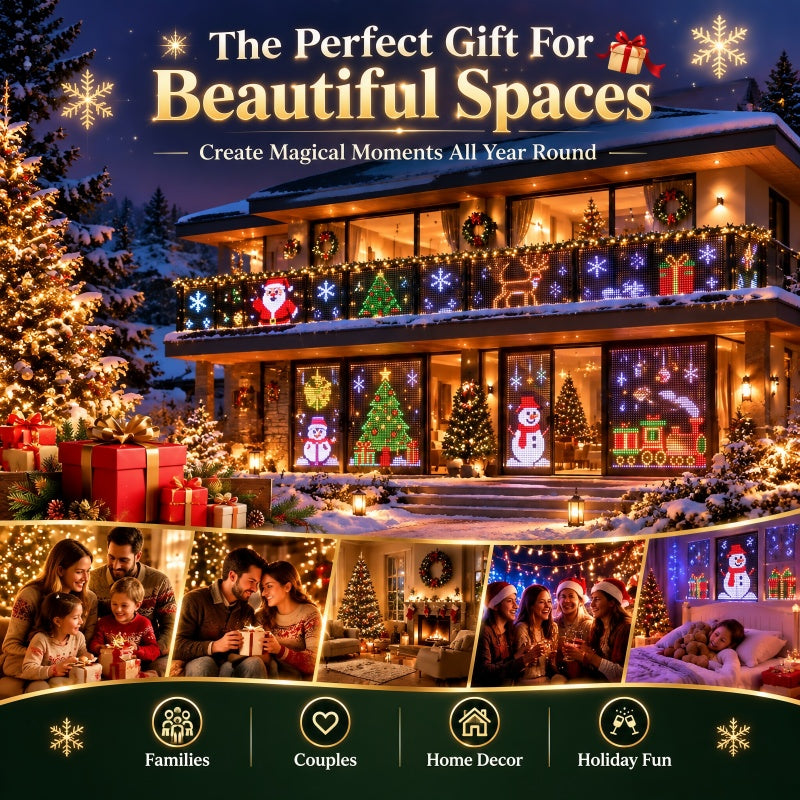 🎄 Smart RGB Pixel LED Curtain Lights | App-Controlled Dynamic Holiday Light Show for Outdoor Home Decoration