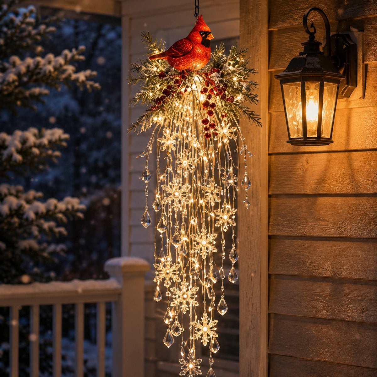 🎅 Christmas Hanging Snowflake & Crystal LED Light | Magical Porch Glow ✨