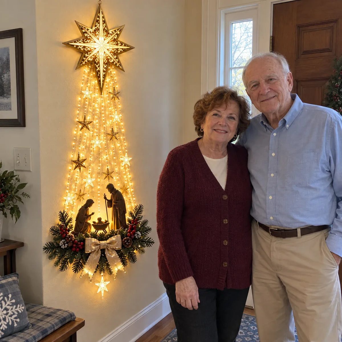 ✝️ Bethlehem Star of Faith – Lighted Nativity Wall Decor