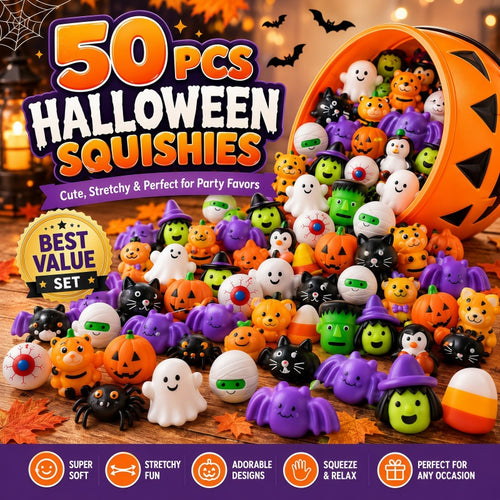 🎃50PCS Halloween Mochi Squishy Toys for Party Favors & Spooky Fun