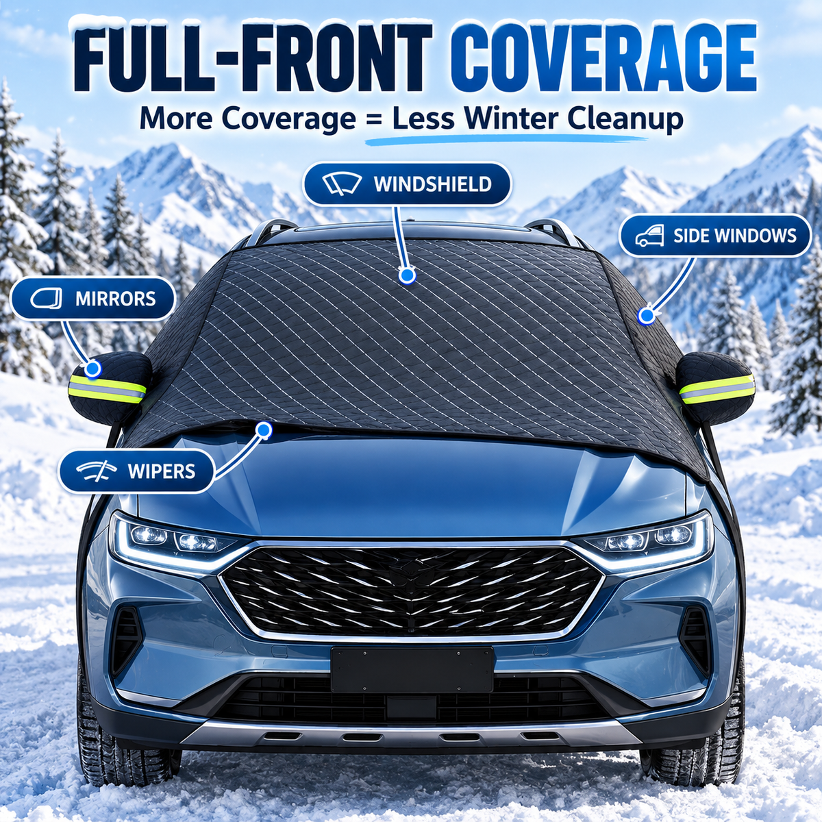 🔥 40% OFF — 💞54K+ SOLD!🔥All-Season Windshield Snow Cover with Mirror Protection❄️