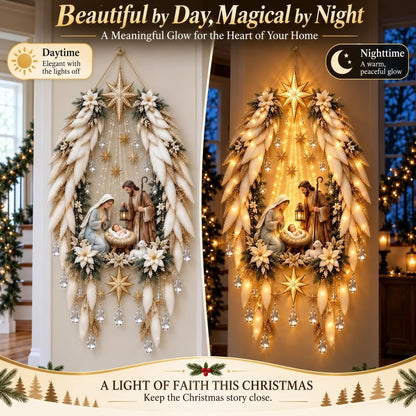 👼 3D Heavenly Angel Wings Nativity Light – Lighted Christmas Wall Decor
