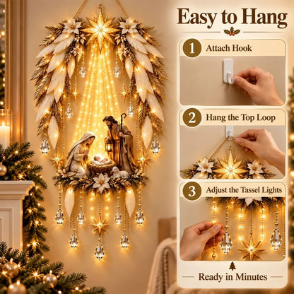 👼 3D Heavenly Angel Wings Nativity Light – Lighted Christmas Wall Decor