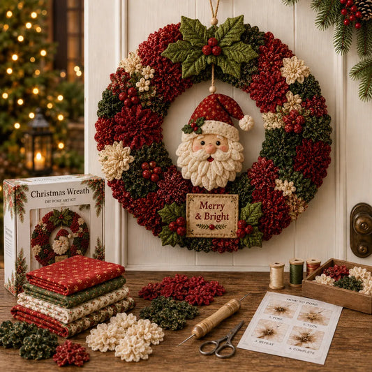 ✨ Make A Christmas Wreath You'll Be Proud To Display ❤️ 3D Fabric Poke DIY Kit With Tutorial & Guide Included