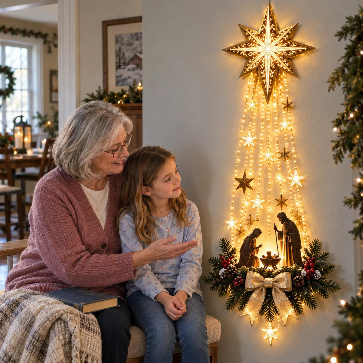 ✝️ Bethlehem Star of Faith – Lighted Nativity Wall Decor