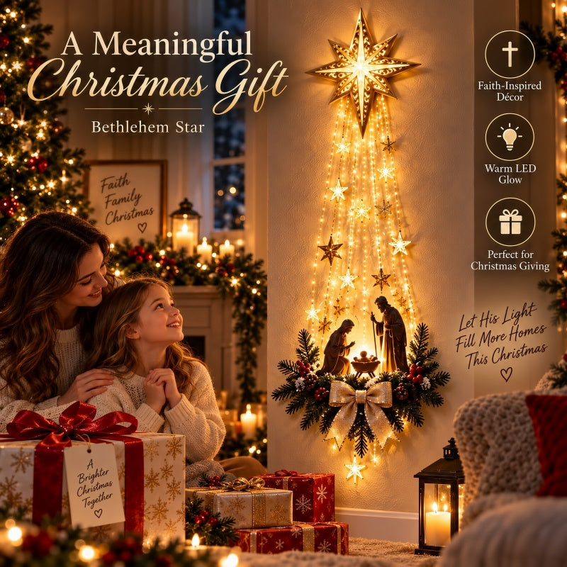 ✝️ Bethlehem Star of Faith – Lighted Nativity Wall Decor