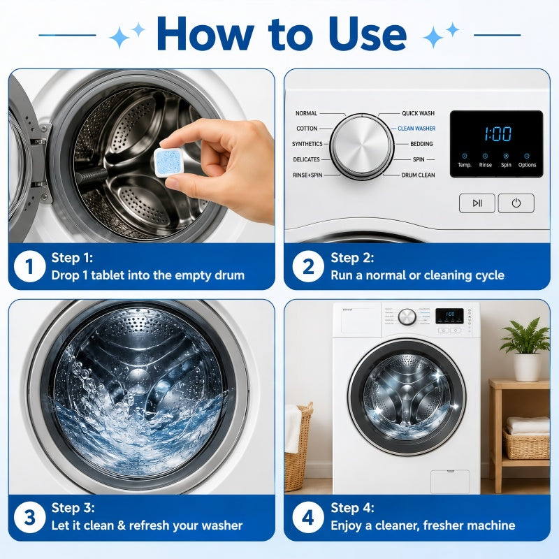 Powerful washing machine cleaning tablets - Quick cleaning