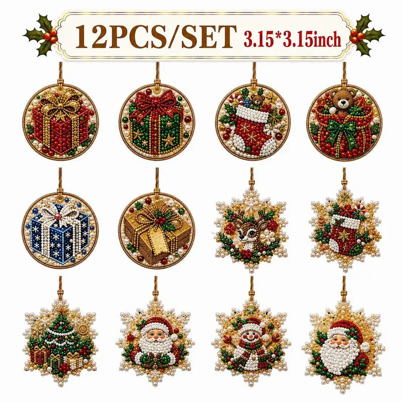 6Pcs/12Pcs Christmas DIY Diamond Painting Ornaments Kit
