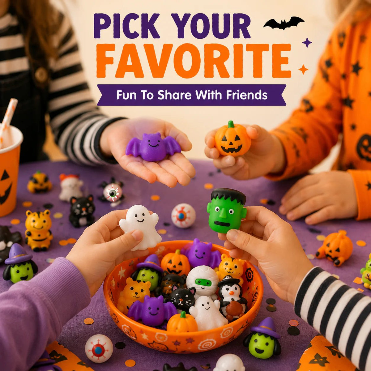 🎃50PCS Halloween Mochi Squishy Toys for Party Favors & Spooky Fun