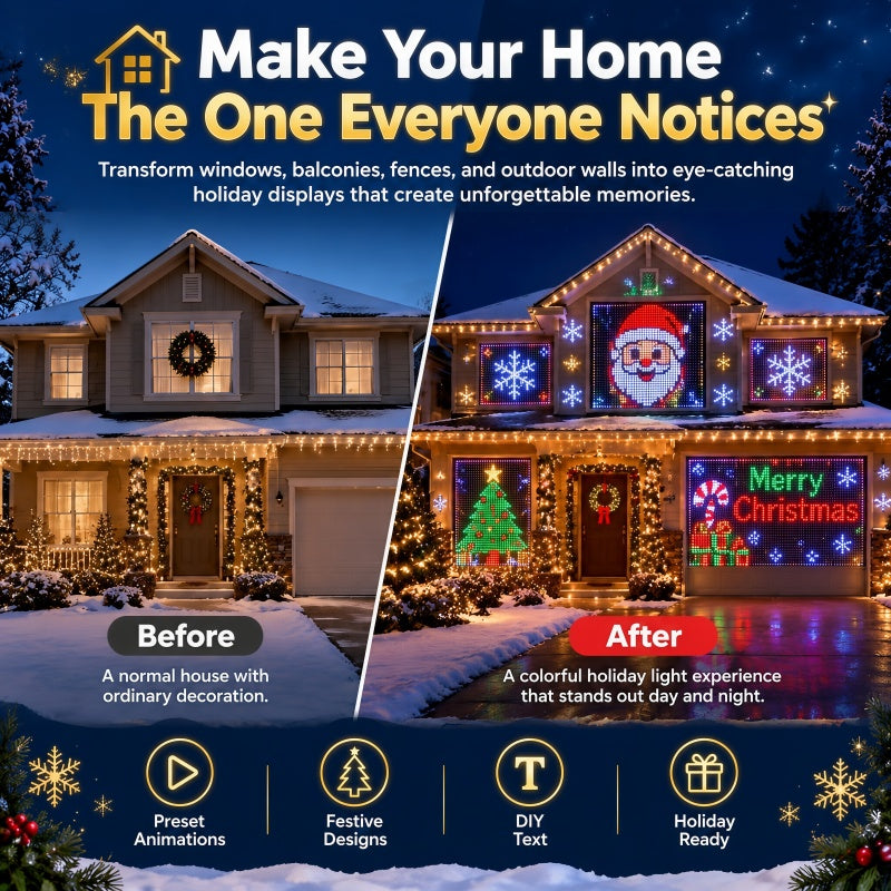 🎄 Smart RGB Pixel LED Curtain Lights | App-Controlled Dynamic Holiday Light Show for Outdoor Home Decoration