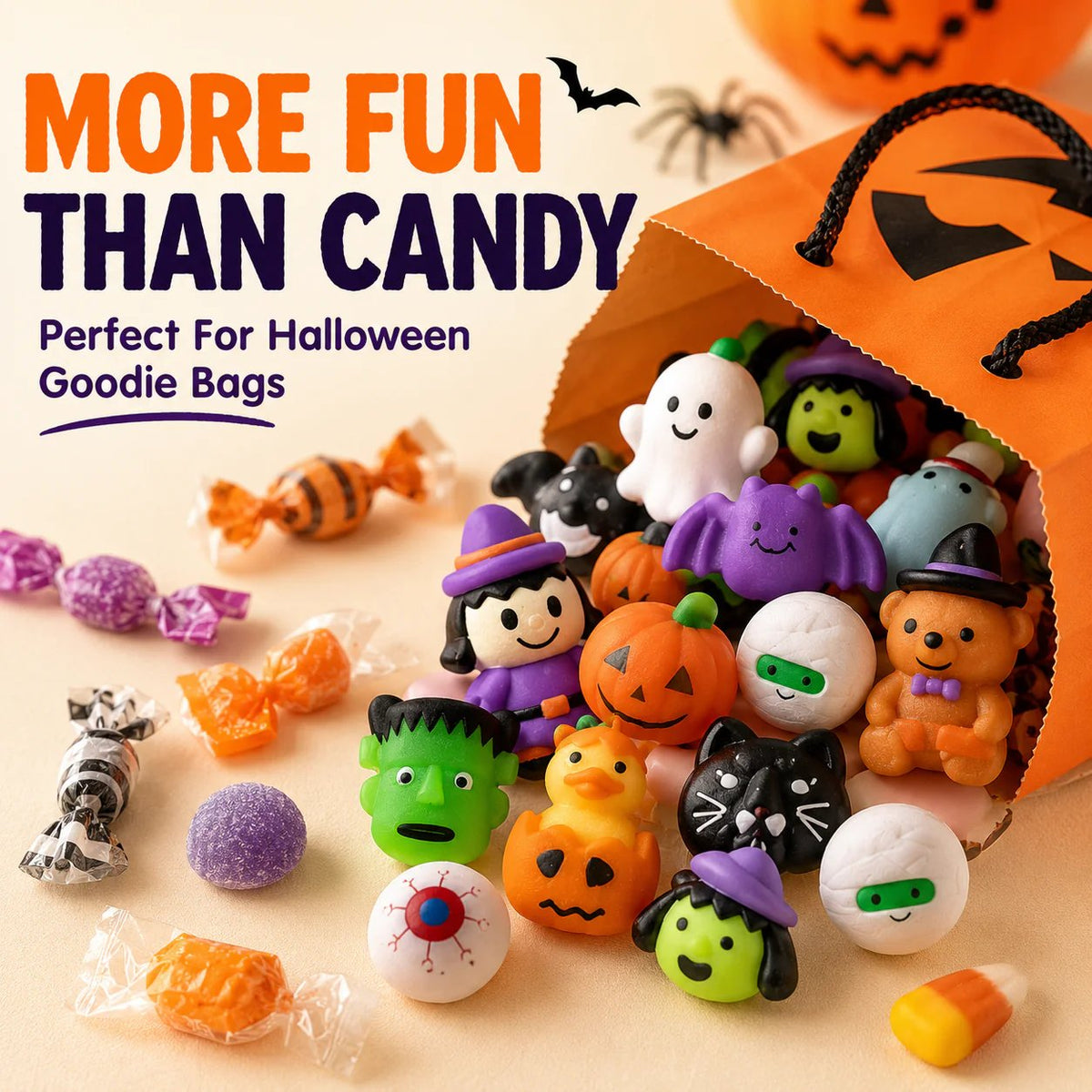 🎃50PCS Halloween Mochi Squishy Toys for Party Favors & Spooky Fun