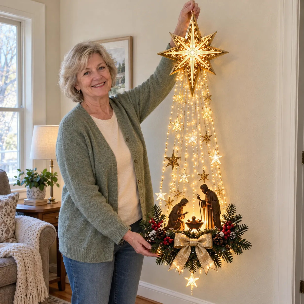 ✝️ Bethlehem Star of Faith – Lighted Nativity Wall Decor