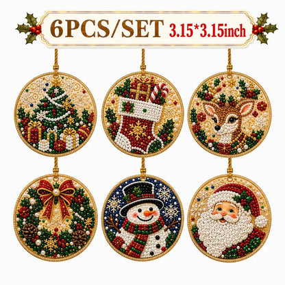 6Pcs/12Pcs Christmas DIY Diamond Painting Ornaments Kit