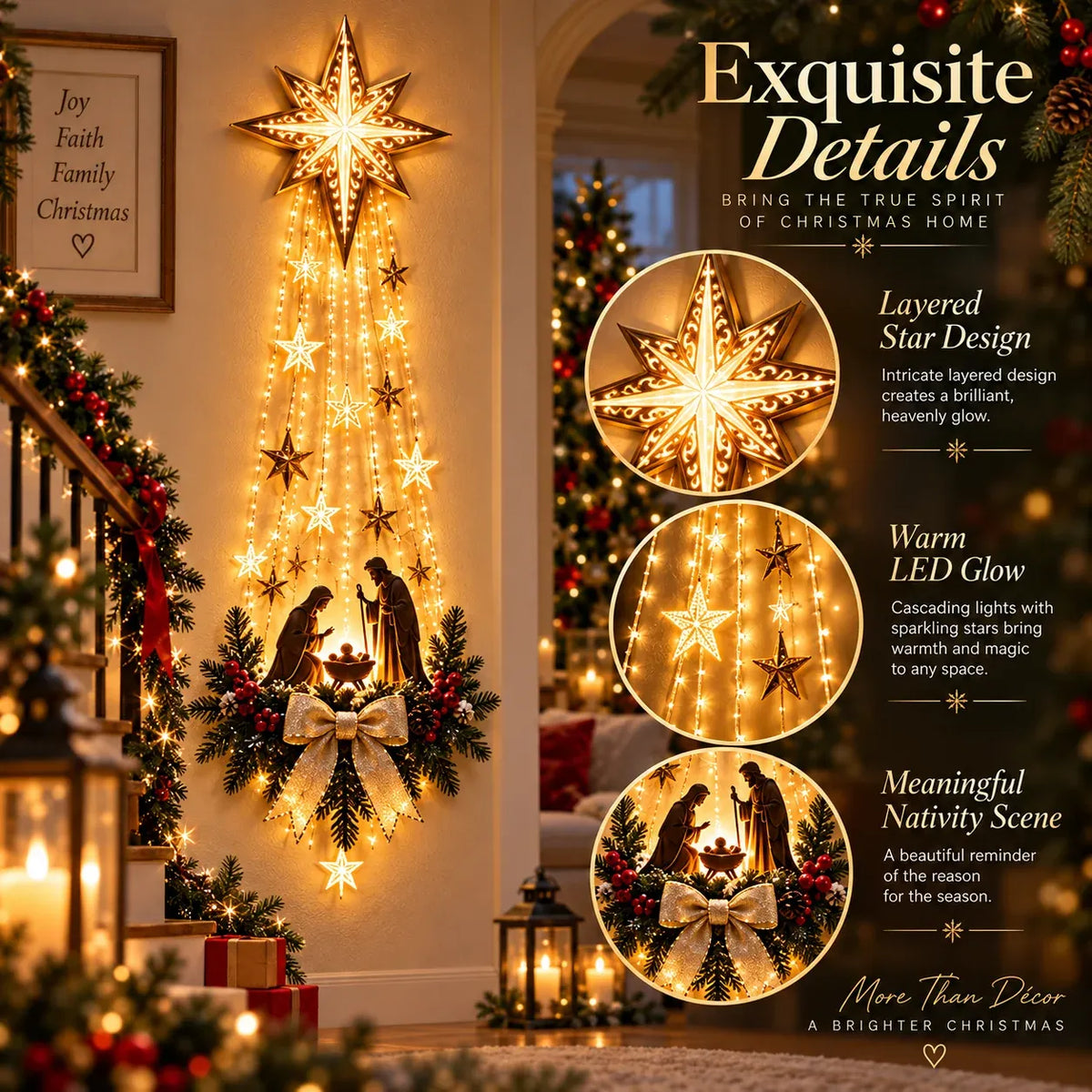 ✝️ Bethlehem Star of Faith – Lighted Nativity Wall Decor